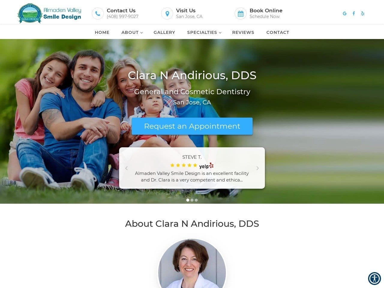 Clara N. Andirious DDS Website Screenshot from claraandiriousdds.com