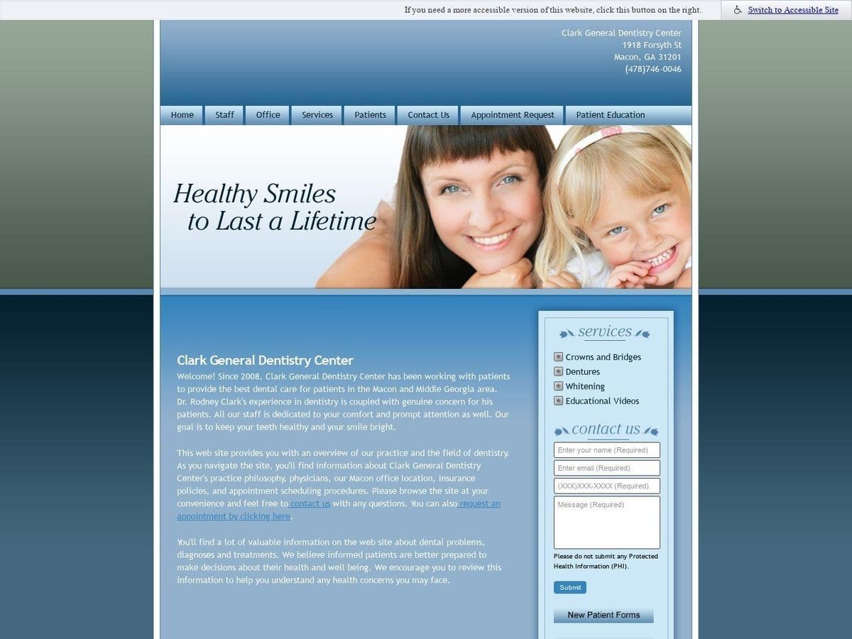 Clark General Dentistry Center PC Website Screenshot from clarkdentistrycenter.com