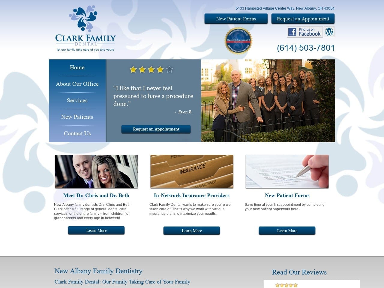 Clark Family Dental Website Screenshot from clarkfamilydentist.com