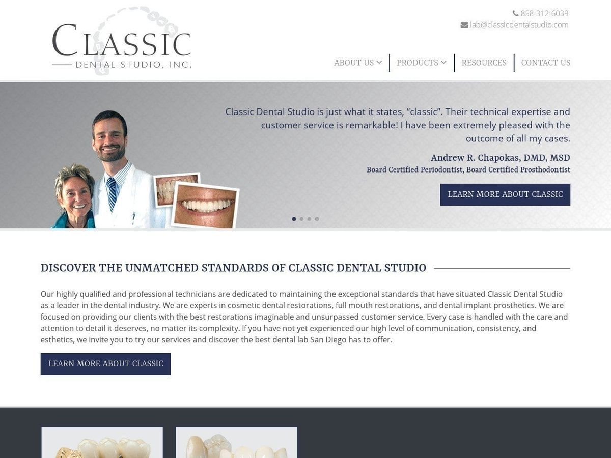 Classic Dental Studio Website Screenshot from classicdentalstudio.com