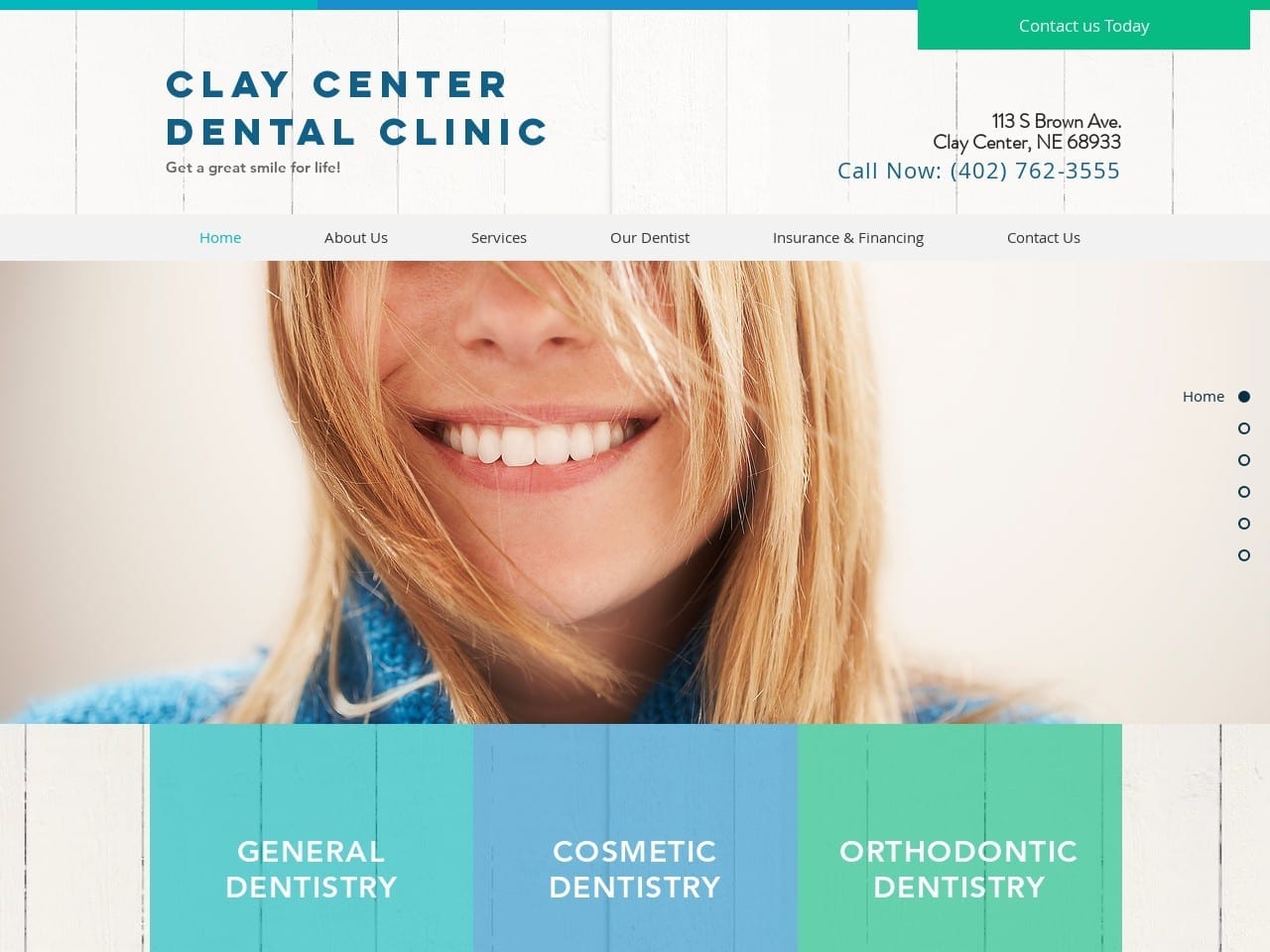 Clay Center Dental Clinic Website Screenshot from claycenterdentalclinic.com