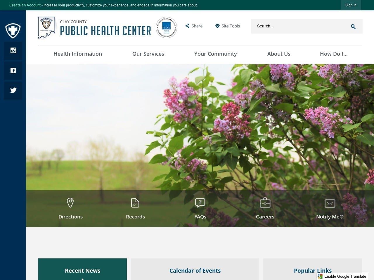 Clay County Public Health Center Website Screenshot from clayhealth.com
