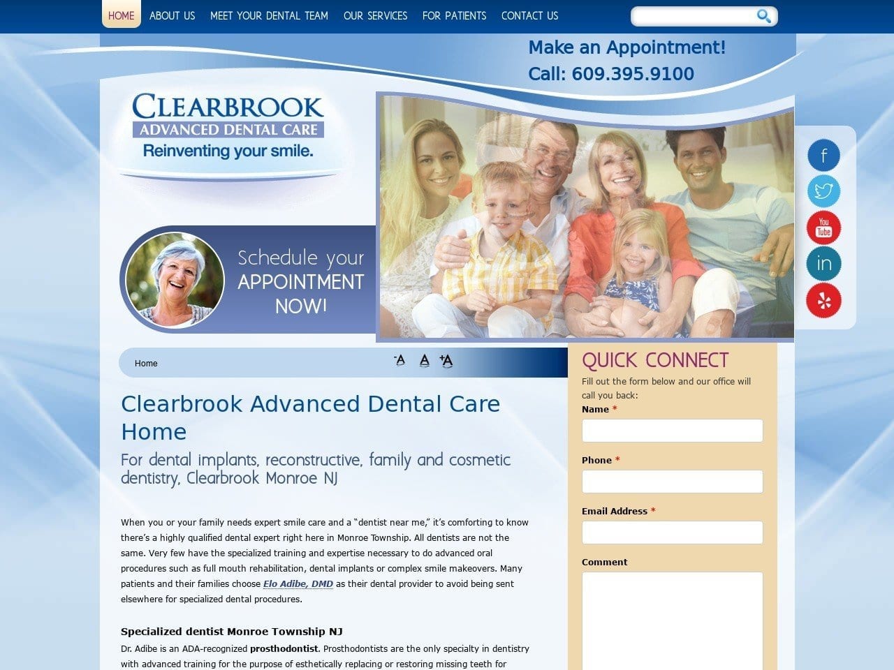 Elo C. Adibe DMD Website Screenshot from clearbrookadvanceddental.com