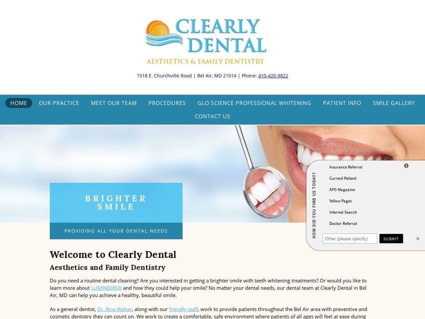 Clearly Dental Website Screenshot from clearlydental.com