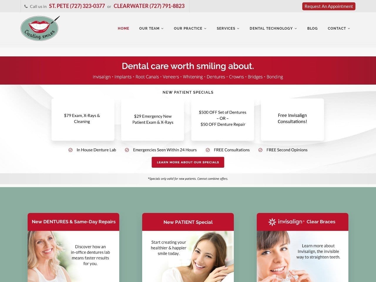 ClearWhite Dental Website Screenshot from clearwhitedental.com