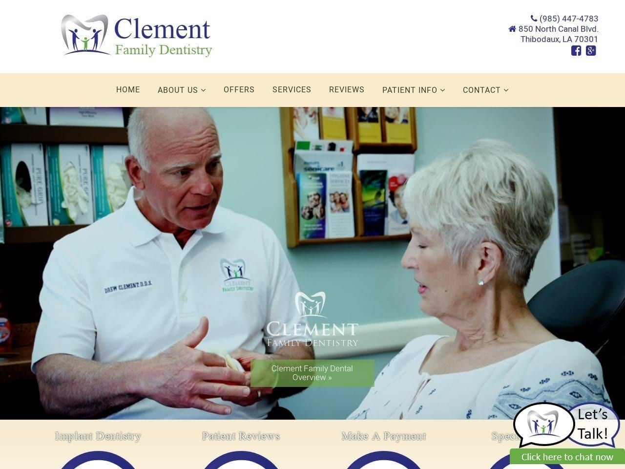 Clement Family Dentist Website Screenshot from clementdental.com