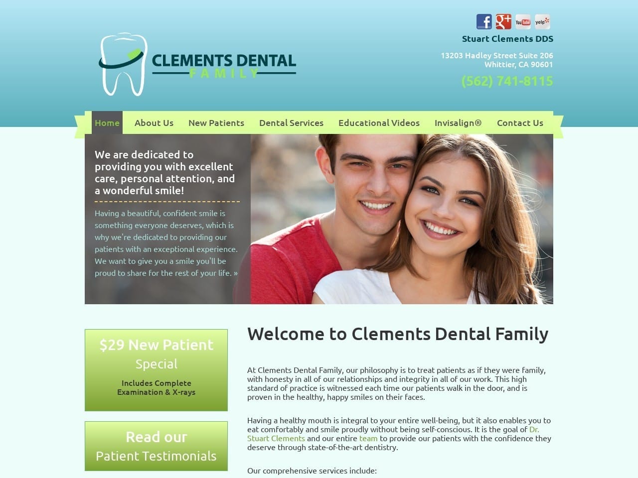 Clements Dental Family Website Screenshot from clementsdentalfamily.com