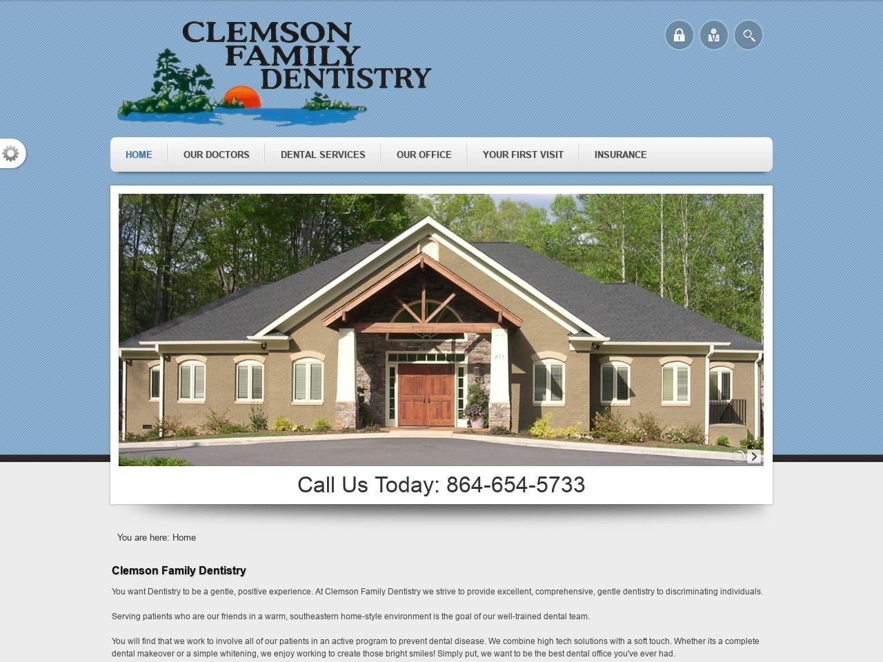 Clemson Family Dentist Website Screenshot from clemsondentist.com