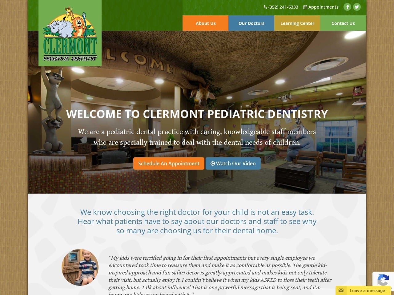 Clermont Pediatric Dentistry Website Screenshot from clermontpediatricdentistry.com