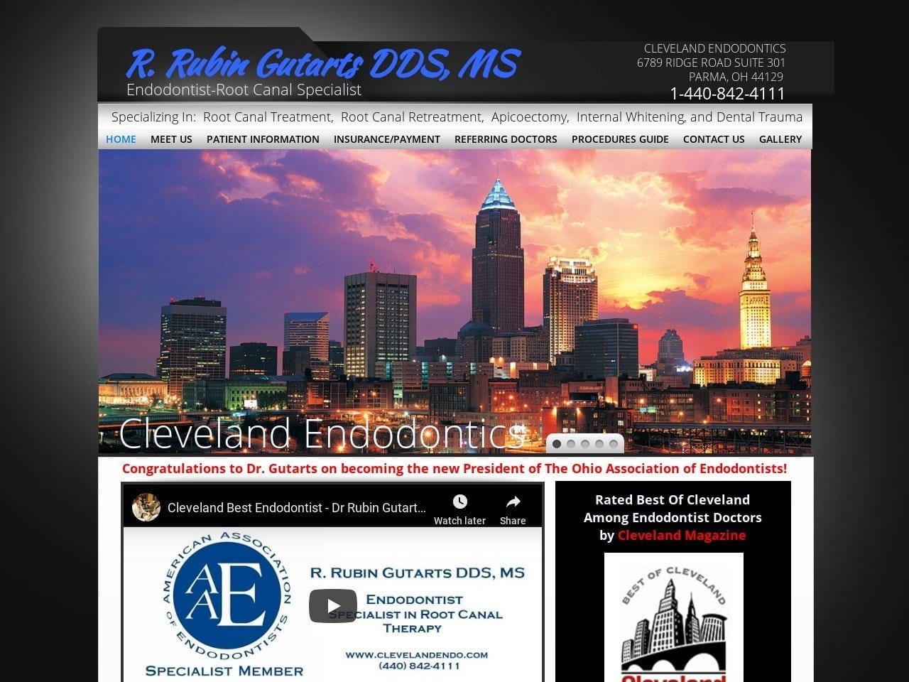 R. Rubin Gutarts DDS MS Inc. Website Screenshot from clevelandendo.com