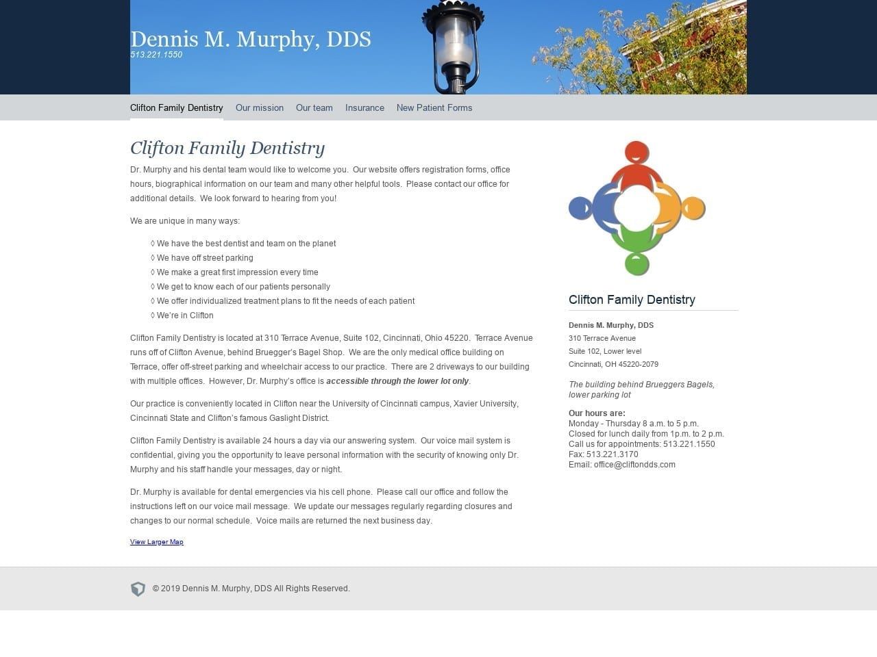 Murphy Dennis M DDS Website Screenshot from cliftondds.com
