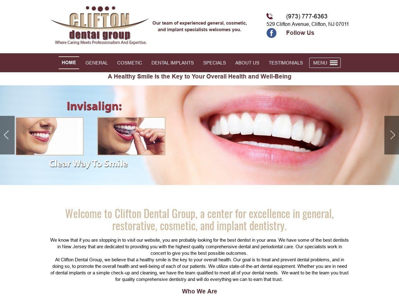 Clifton Dental Group Website Screenshot from cliftondentalgroup.com