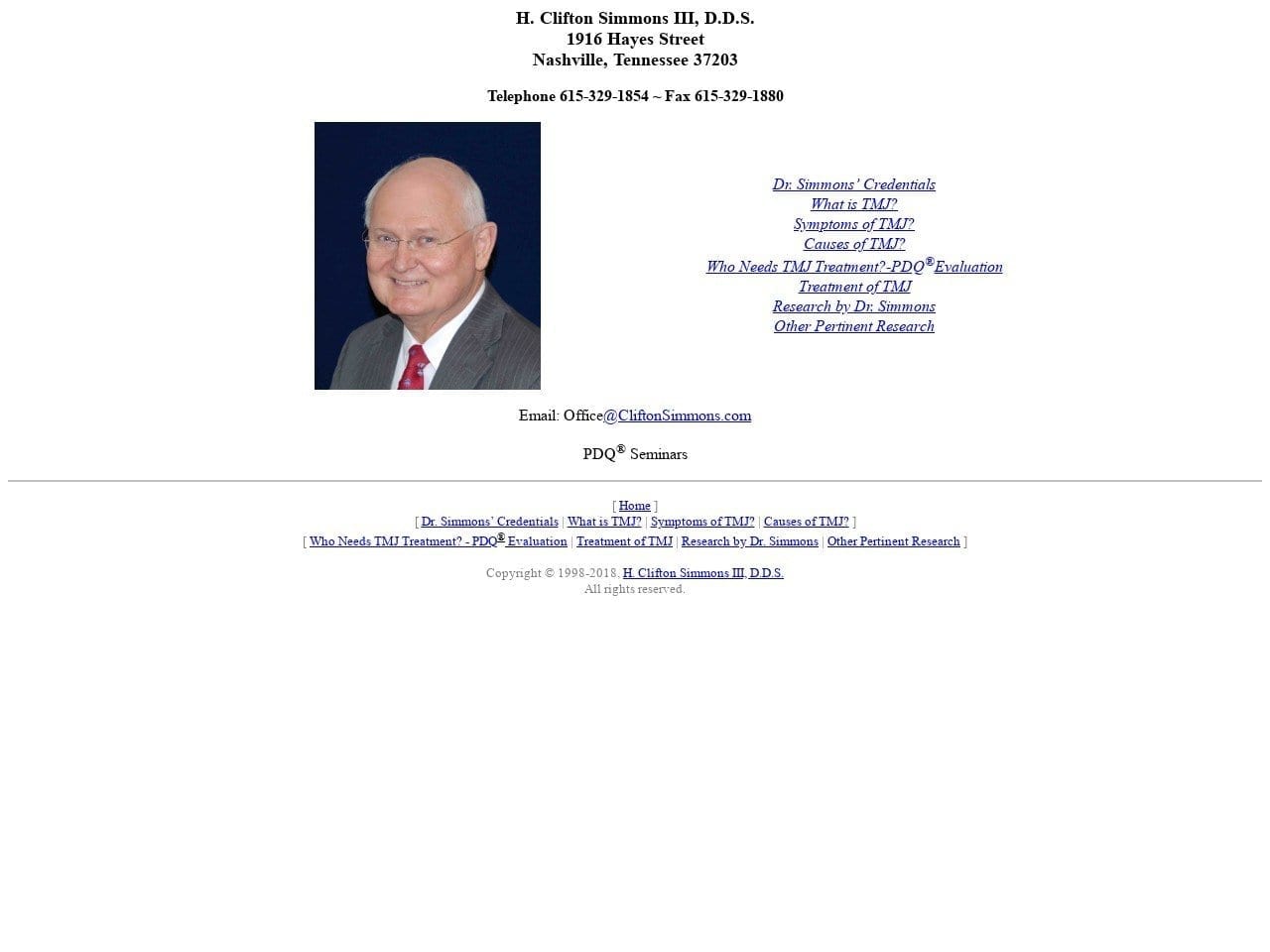 Simmons III H Clifton DDS Website Screenshot from cliftonsimmons.com