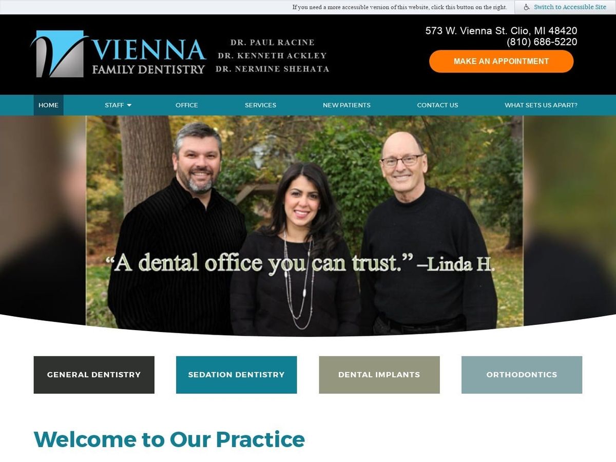 Racine Dentist Website Screenshot from cliodental.com