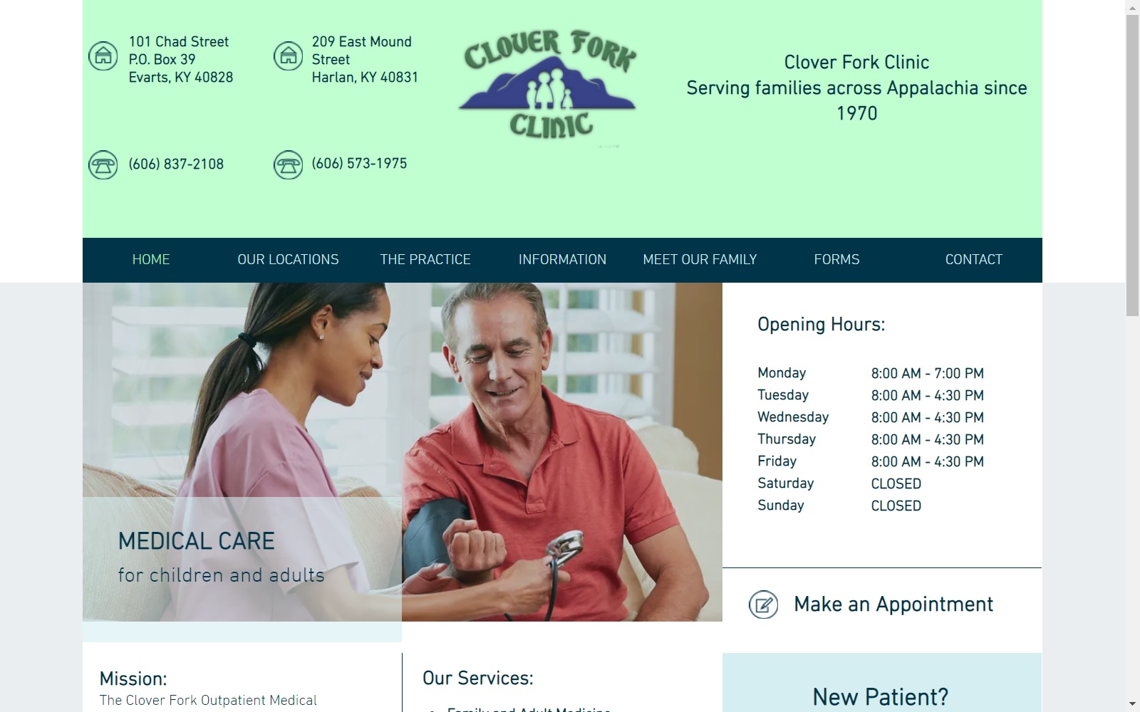 cloverforkclinic.org screenshot