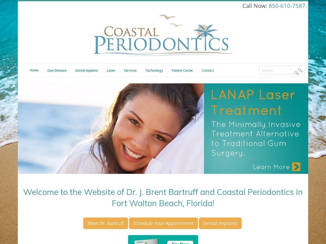 Coastal Periodontics J Brent Bartruff DDS Website Screenshot from coastalperiodonticsfwb.com