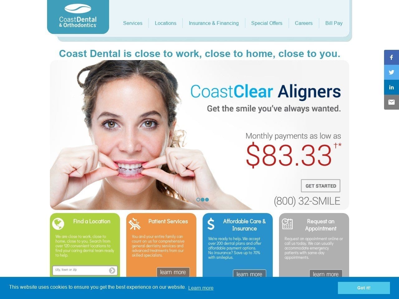 Coast Dental Website Screenshot from coastdental.com