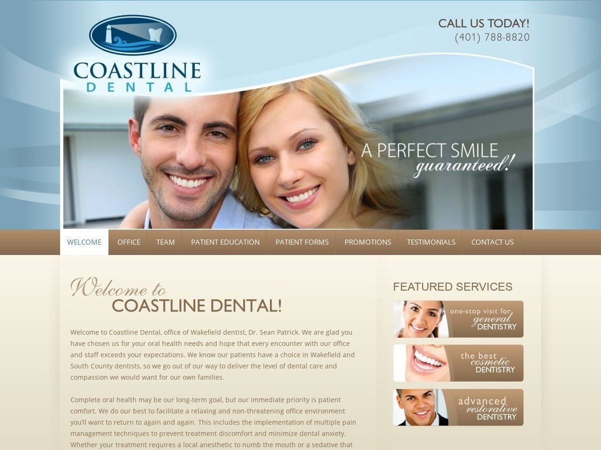 Coastline Dental Website Screenshot from coastlinedental.com