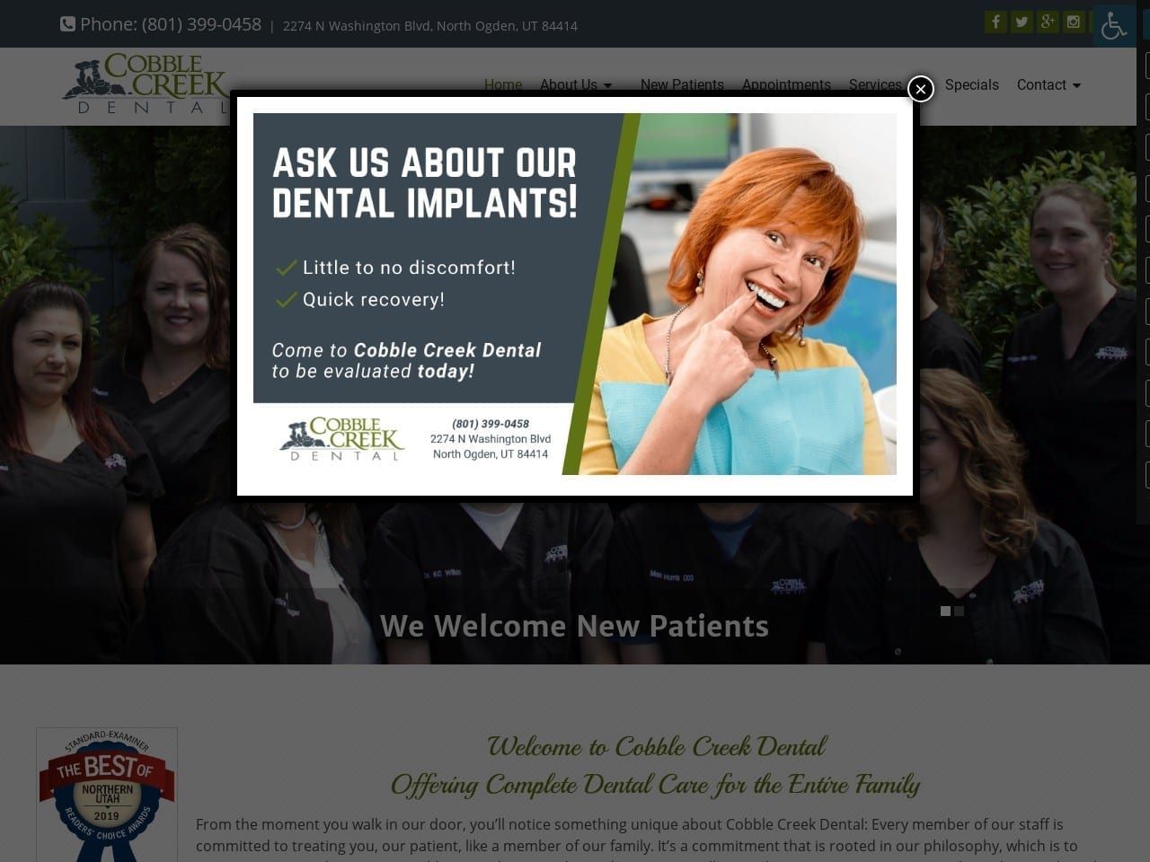 Cobblecreek Dental Website Screenshot from cobblecreekdental.com