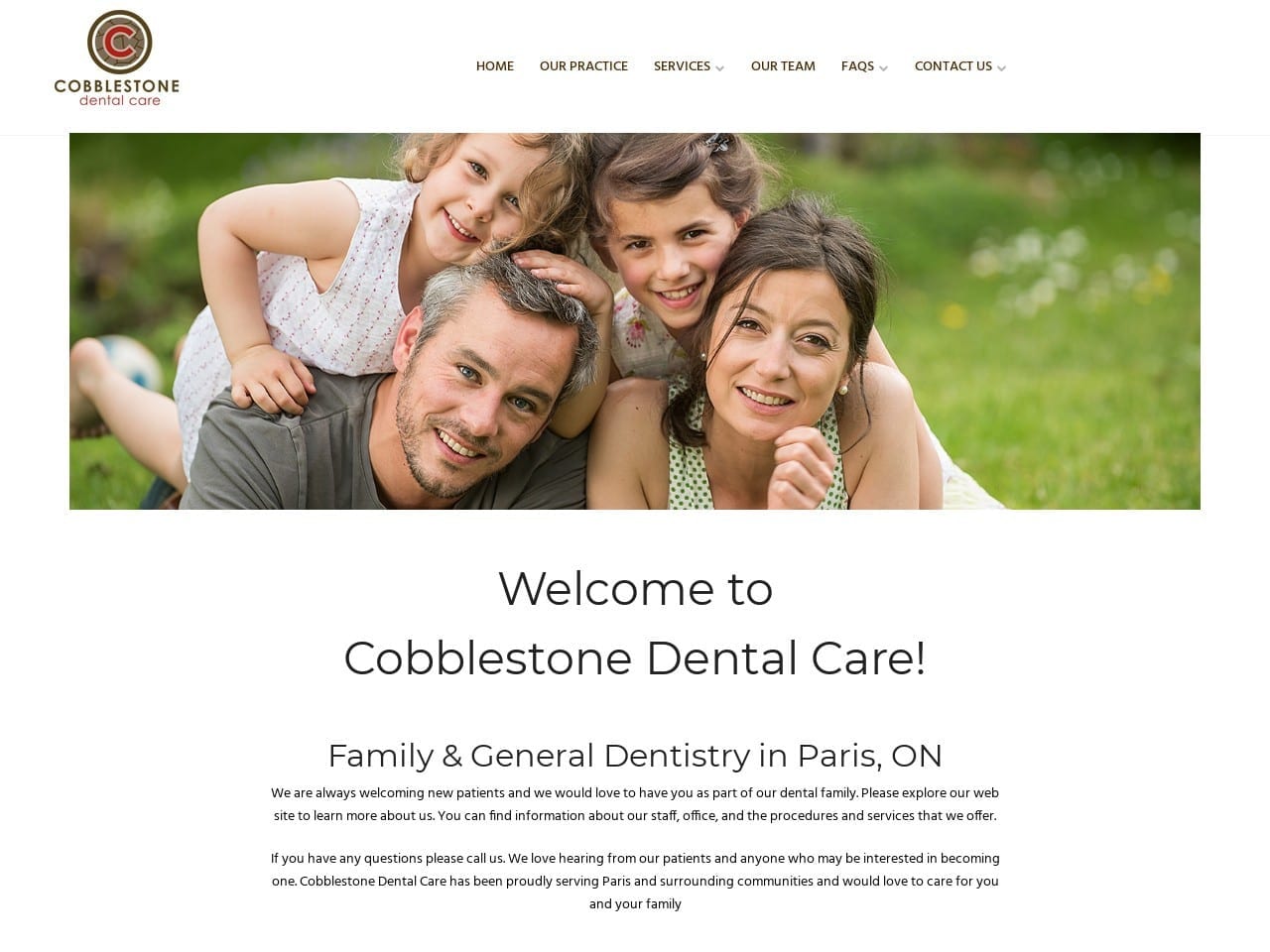 Cobblestone Dental Care Website Screenshot from cobblestonedentalcare.com