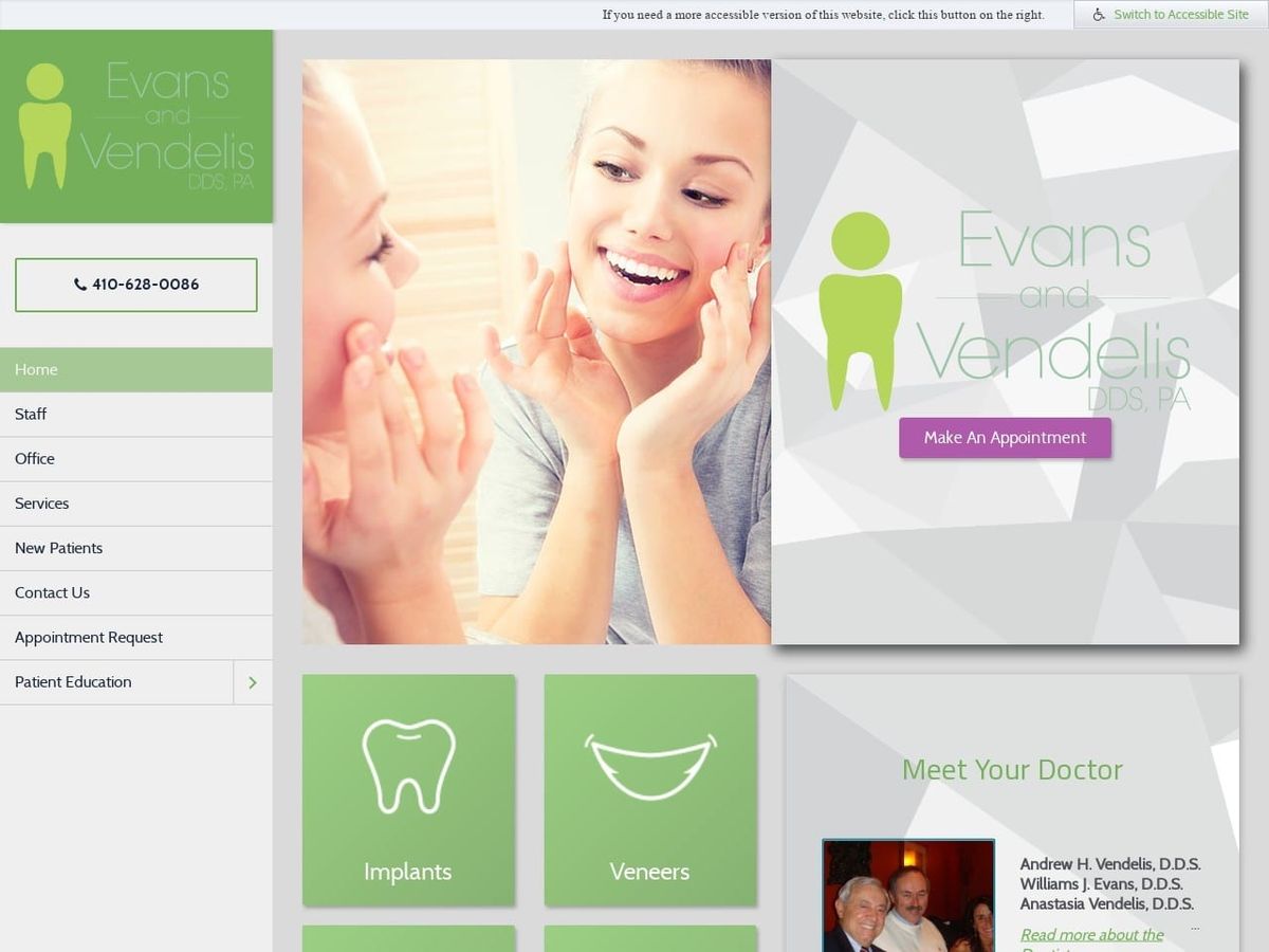 Dr. William J. Evans DDS Website Screenshot from cockeysvilledentist.net