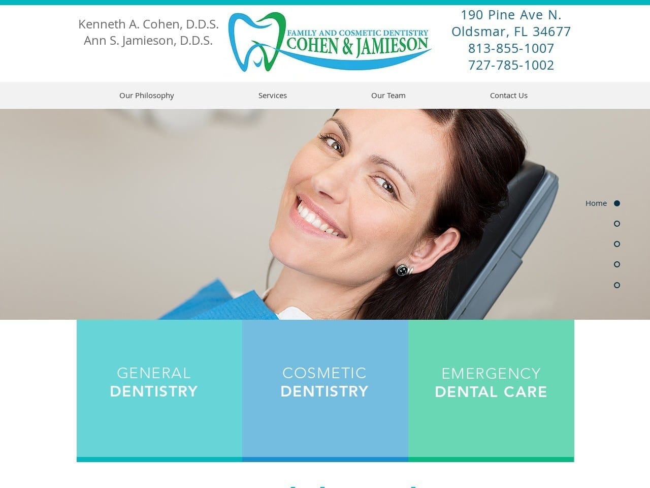 Family Dentist Website Screenshot from cohenandjamieson.com