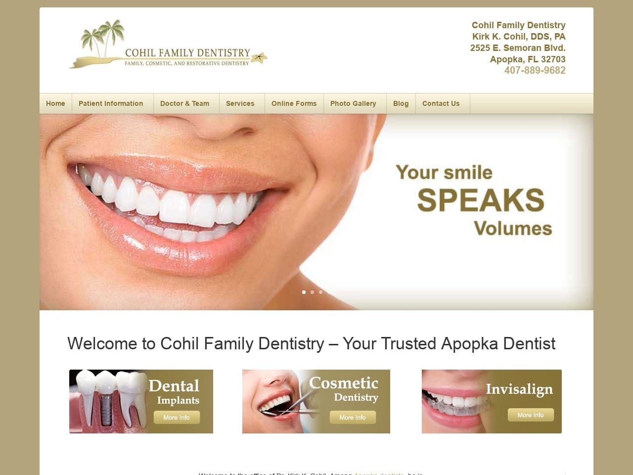 Cohil Family Dentist Website Screenshot from cohilfamilydentistry.com