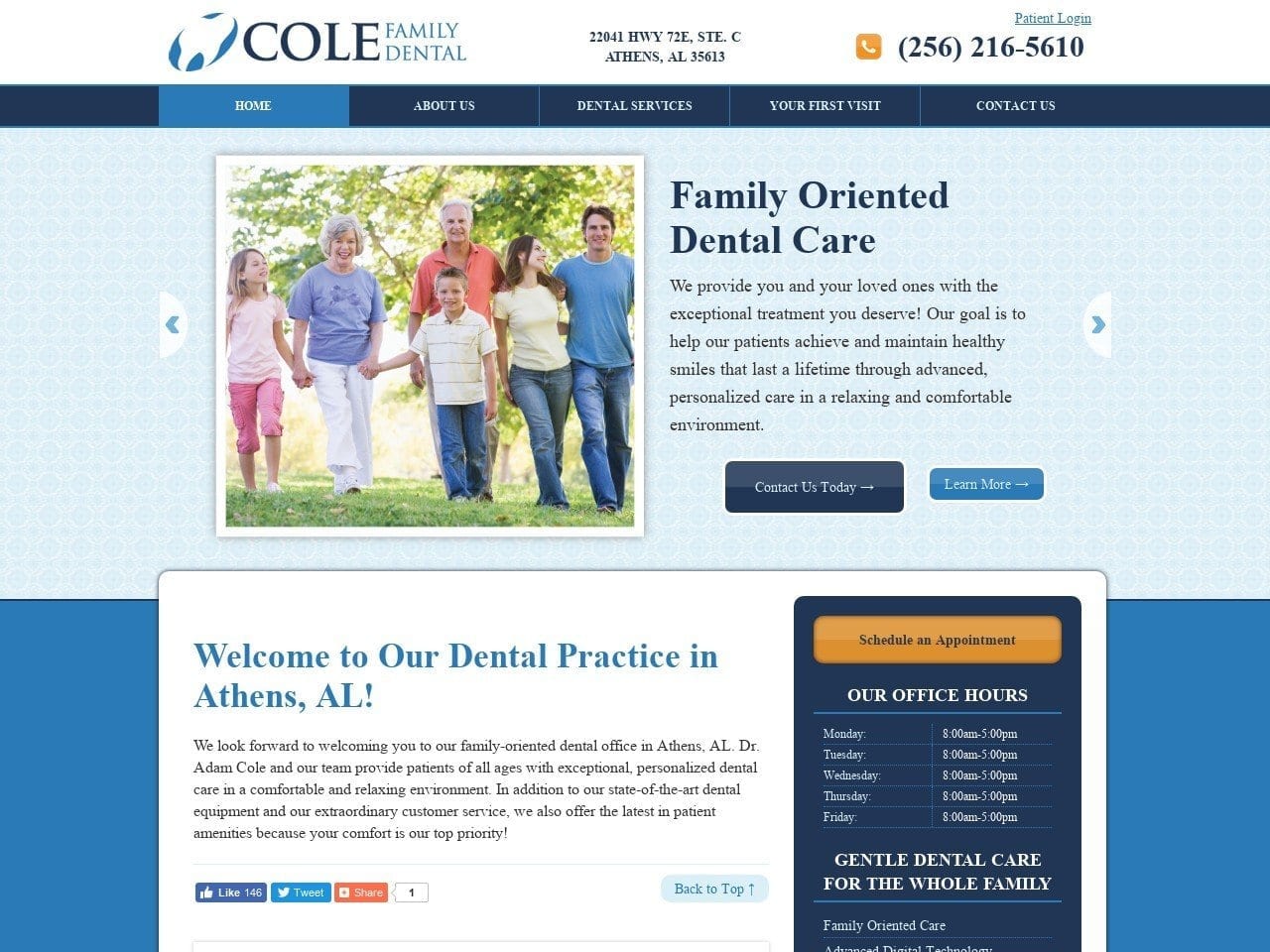 Cole Family Dental Website Screenshot from colefamilydental.com