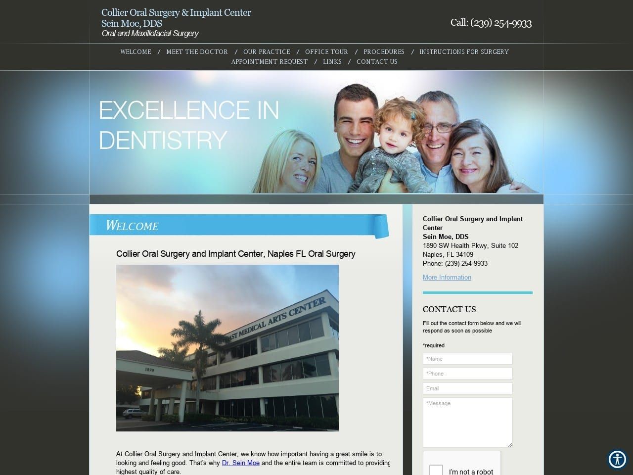 Collier Oral Surgery and Implant Center Website Screenshot from collieroralsurgery.com