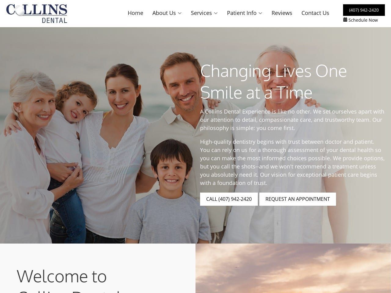 Collins Dental Care Website Screenshot from collinsdentalcare.com