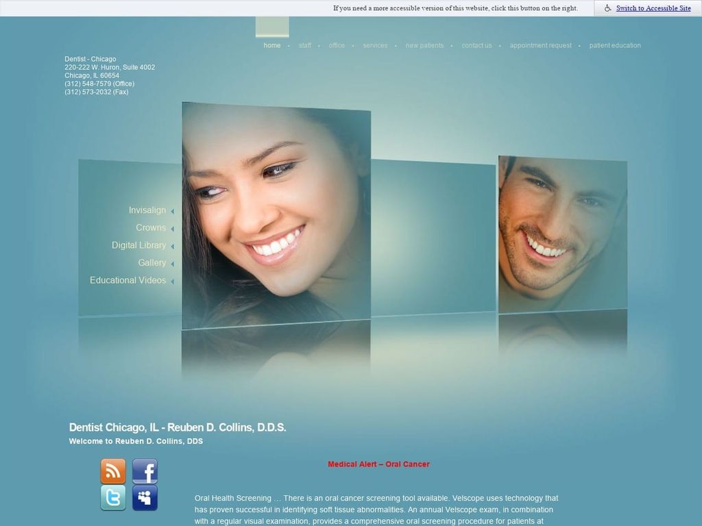 Collins Reuben Lic DDS Website Screenshot from collinsdentalchicago.com