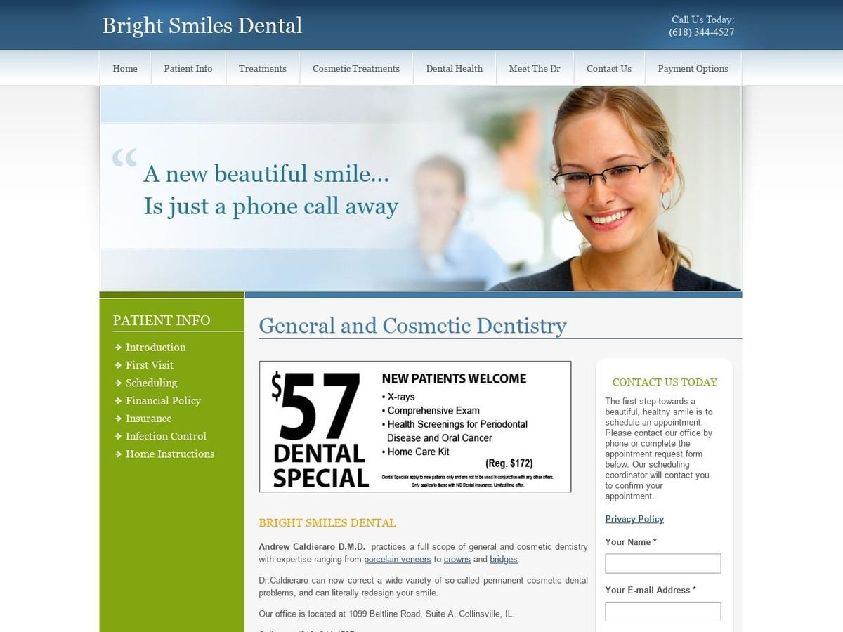 Bright Smiles Dental Website Screenshot from collinsvillebrightsmiles.com