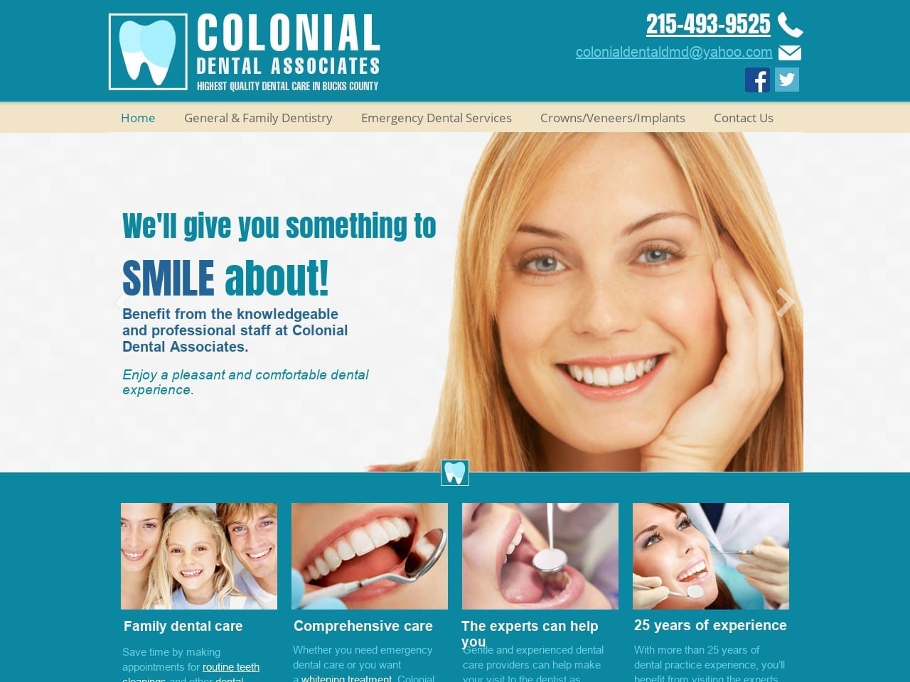 Colonial Dental Associates Website Screenshot from colonialdentalpatel.com