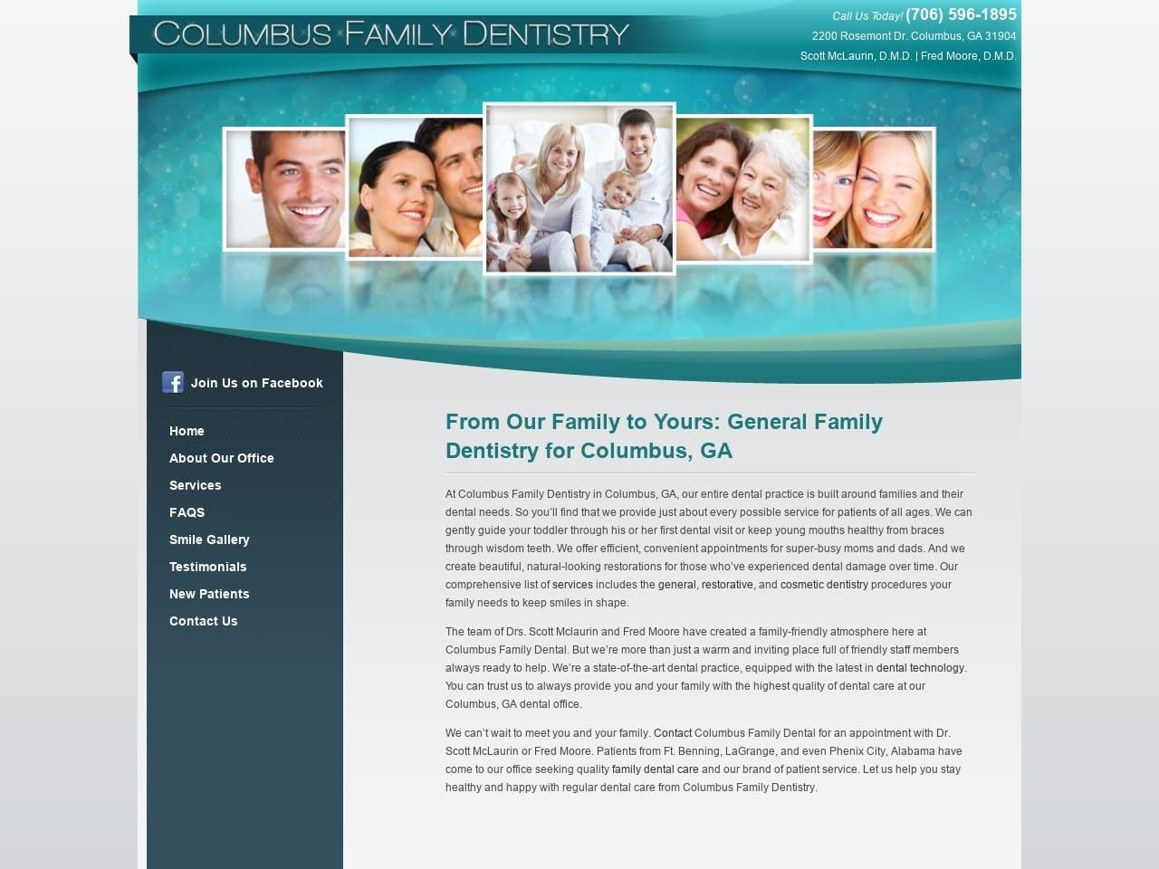 McLaurin Family Dentistry Website Screenshot from columbusfamilydentistry.com