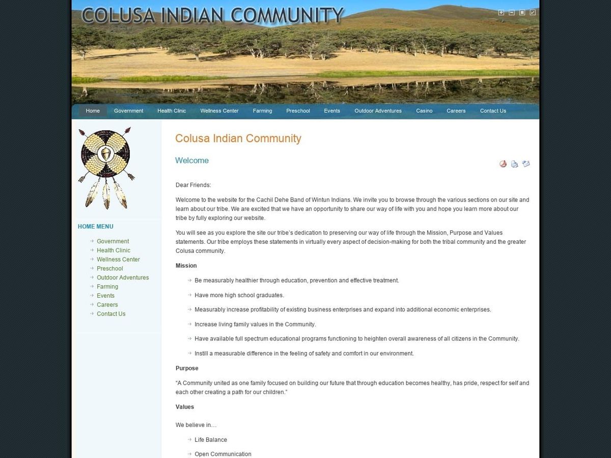 Colusa Indian Health Clinic Website Screenshot from colusa-nsn.gov