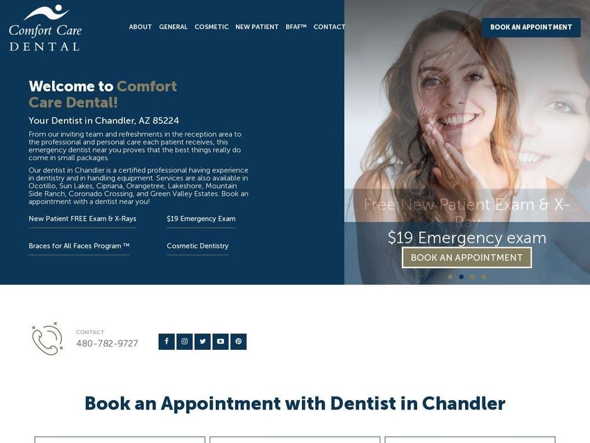 Comfort Care Dental Website Screenshot from comfortcaredentalaz.com