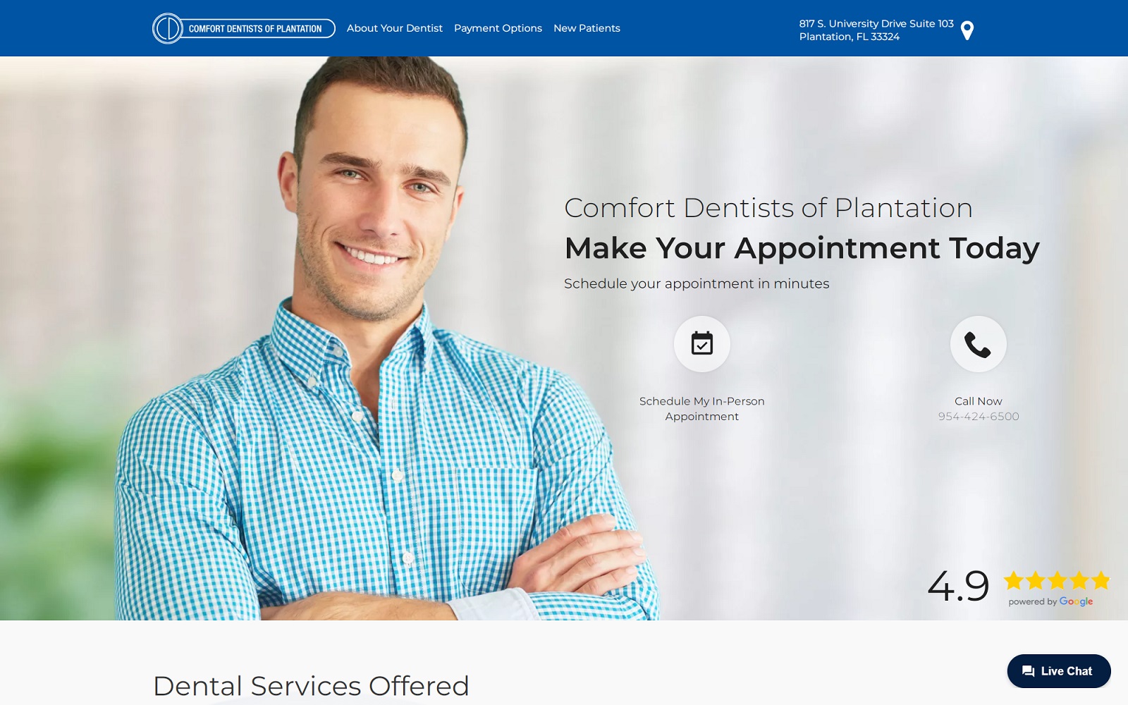 comfortdentistsofplantation.com screenshot