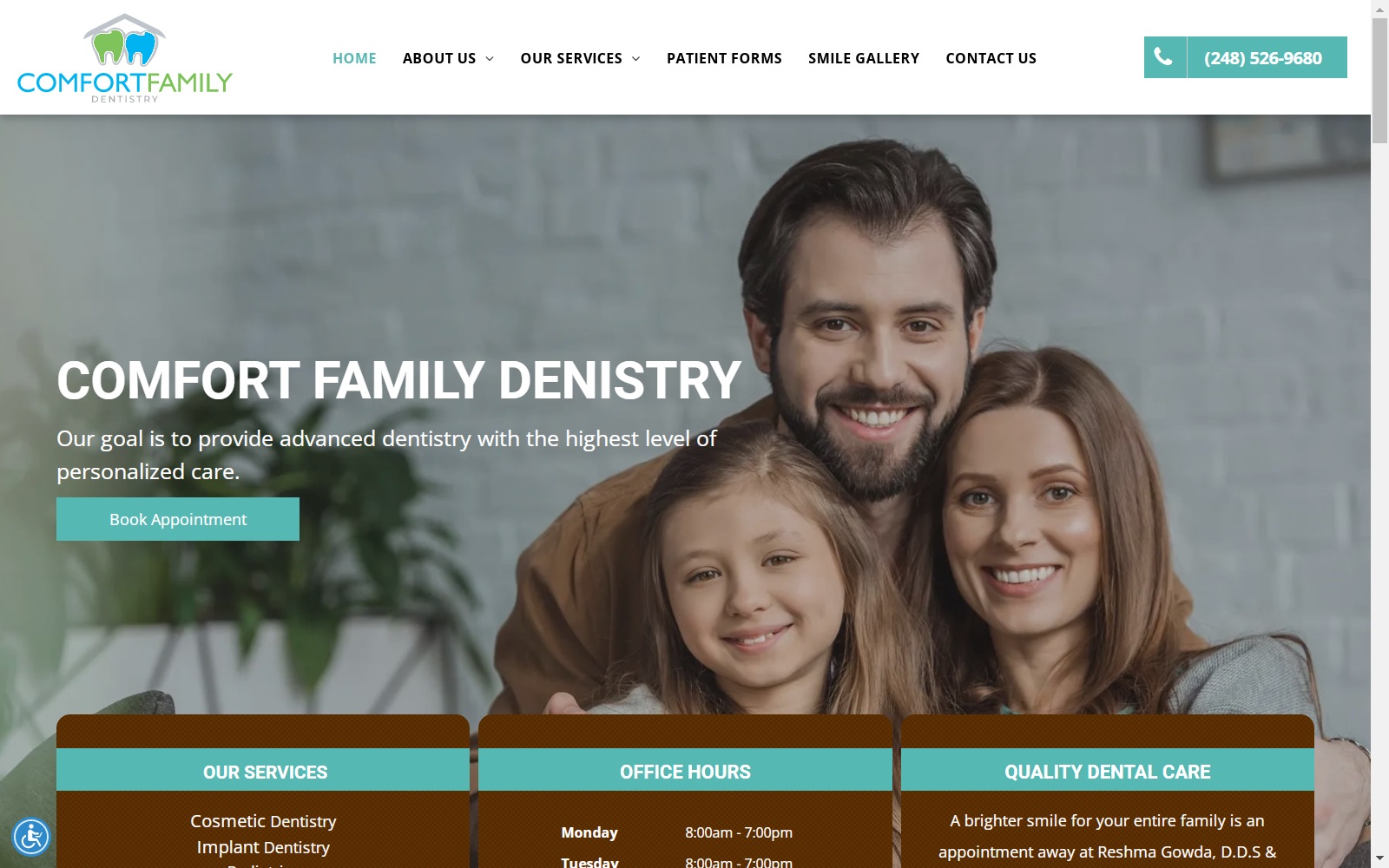 comfortfamilydental.com screenshot