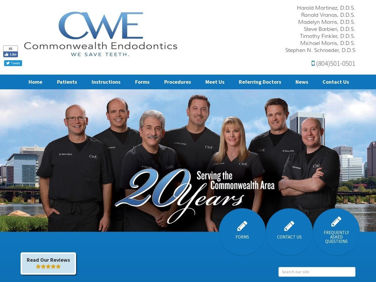 Commonwealth Endodontics Website Screenshot from commonwealthendo.com