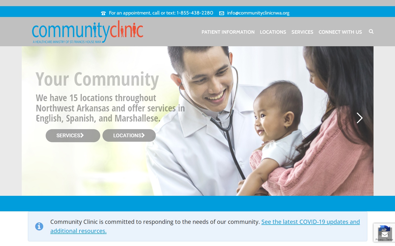 communityclinicnwa.org screenshot