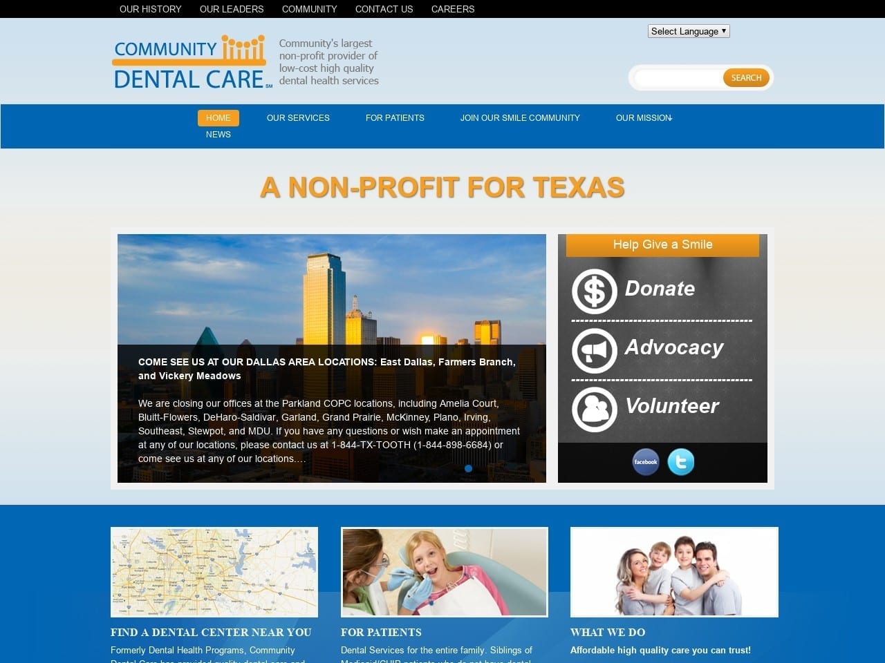 Community Dental Care Website Screenshot from communitydentalcare.org