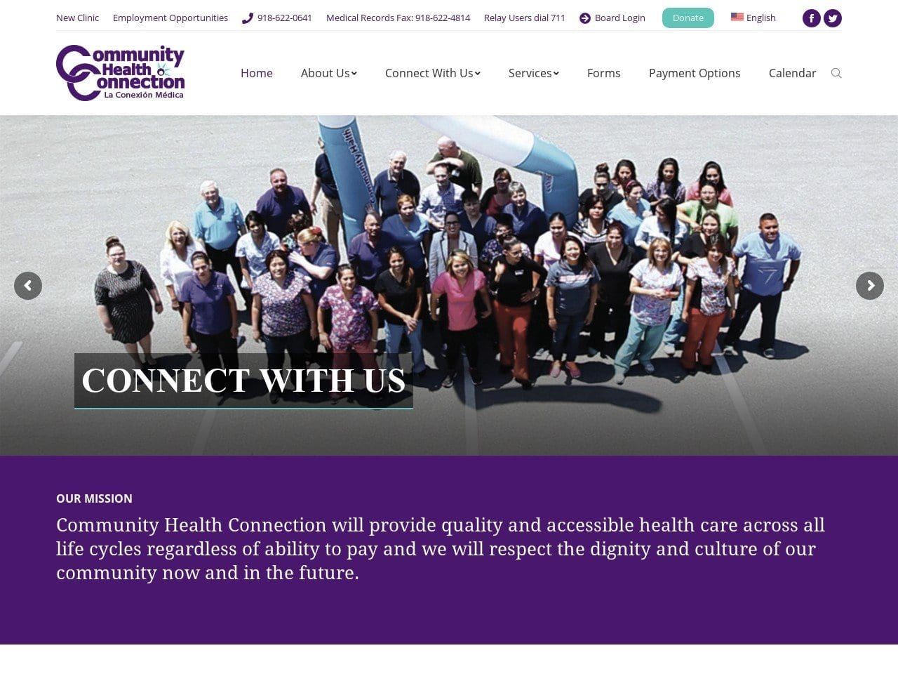 Community Health Connection/La Conexic B3n Mc B)Di Website Screenshot from communityhealthconnection.org