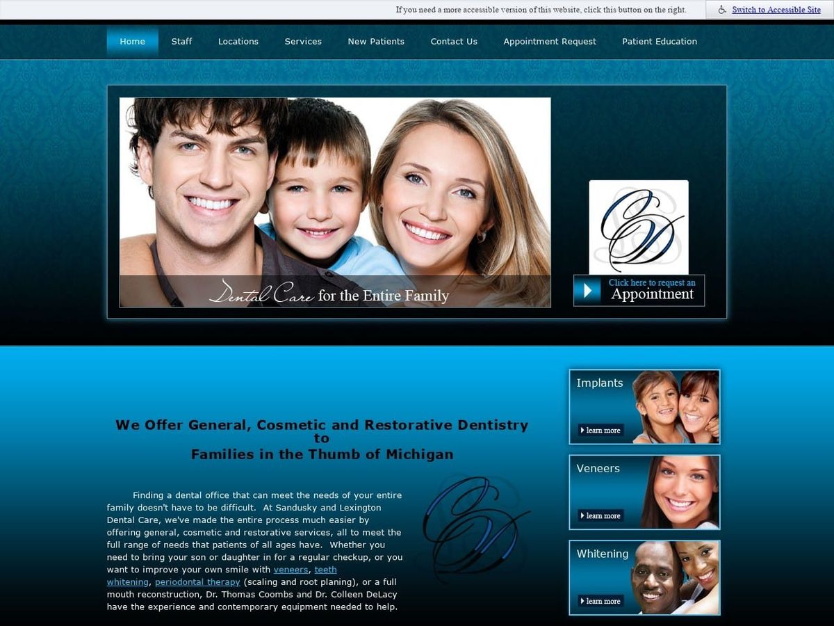 Sandusky Dental Care Website Screenshot from completelysmiles.com