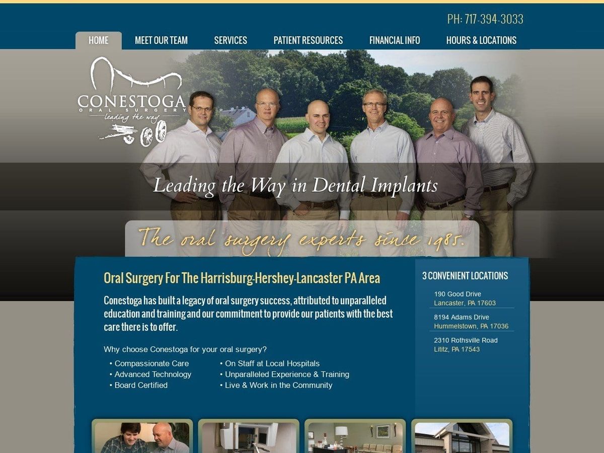 Conestoga Oral & Maxillofacial Henrichson Daniel P Website Screenshot from conestogaoms.com