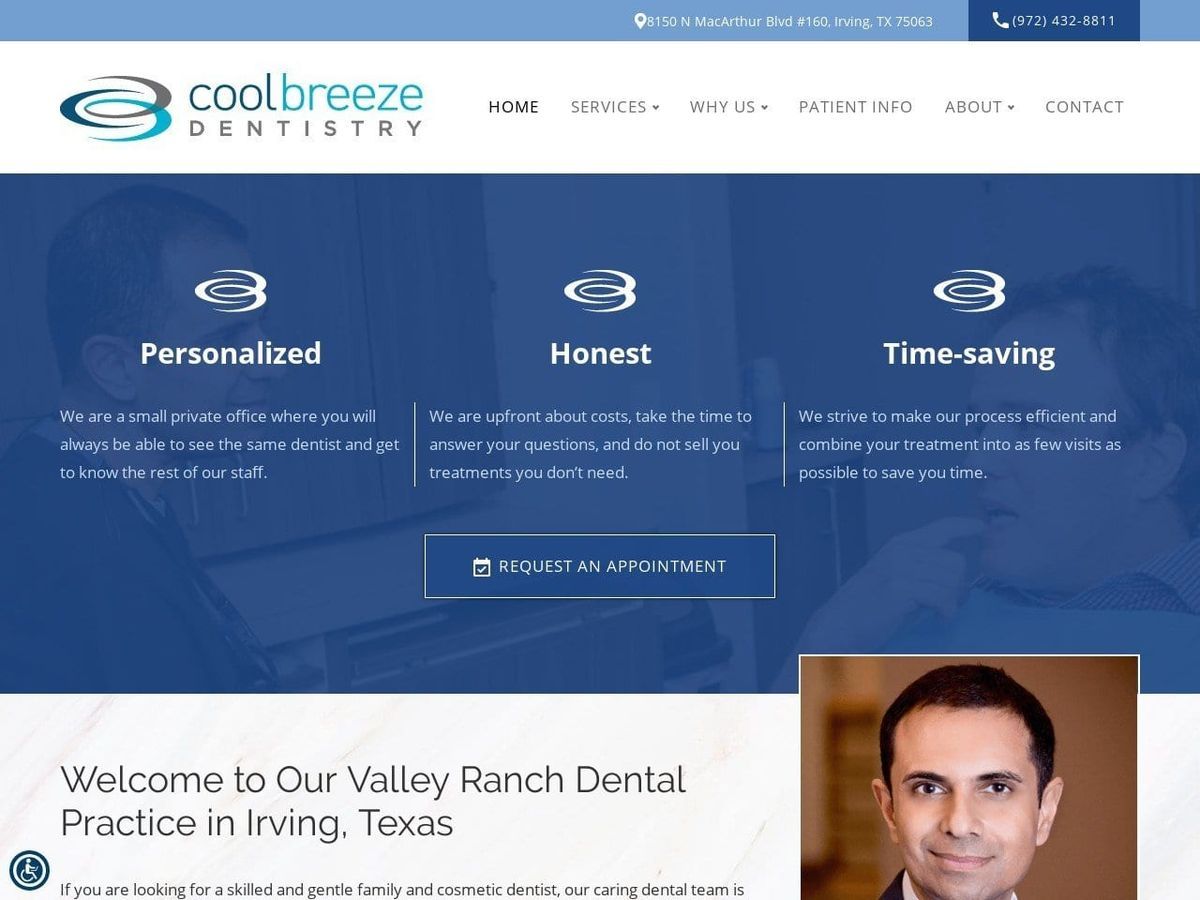 Coolbreeze Dentistry Website Screenshot from coolbreezedentistry.com