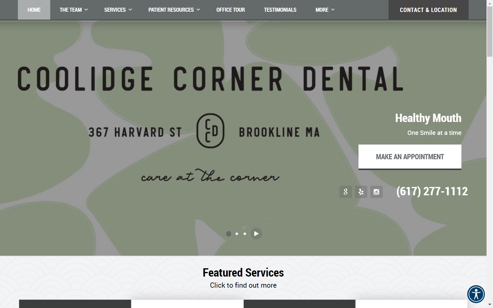 coolidgecornerdental.com screenshot