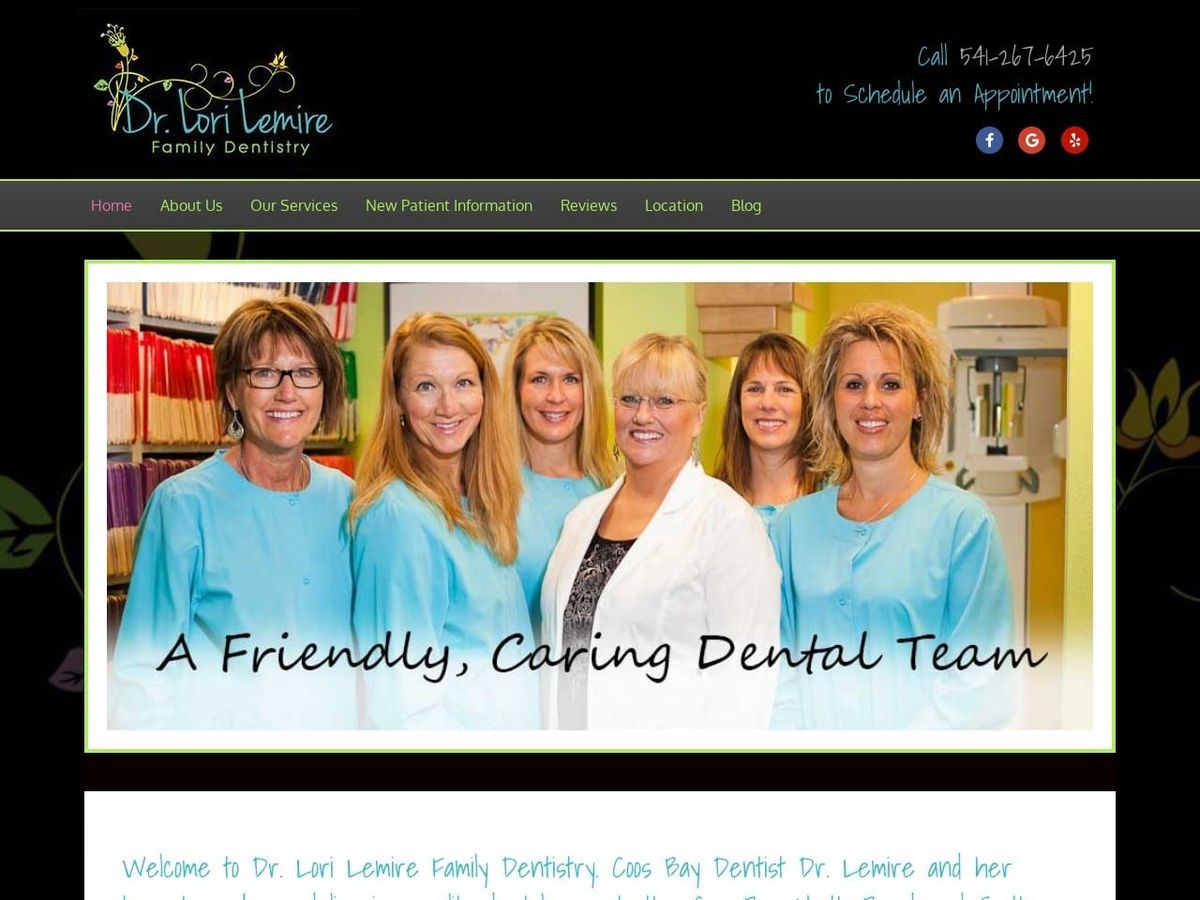 Dr. Lori Lemire Family Dentist Website Screenshot from coosbaydentist.com