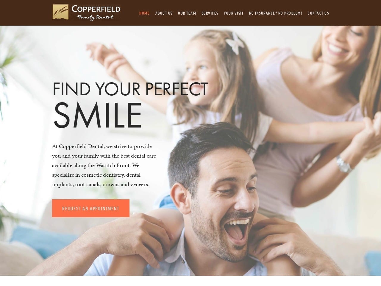 Copperfield Family Dental Website Screenshot from copperfieldfamilydental.com