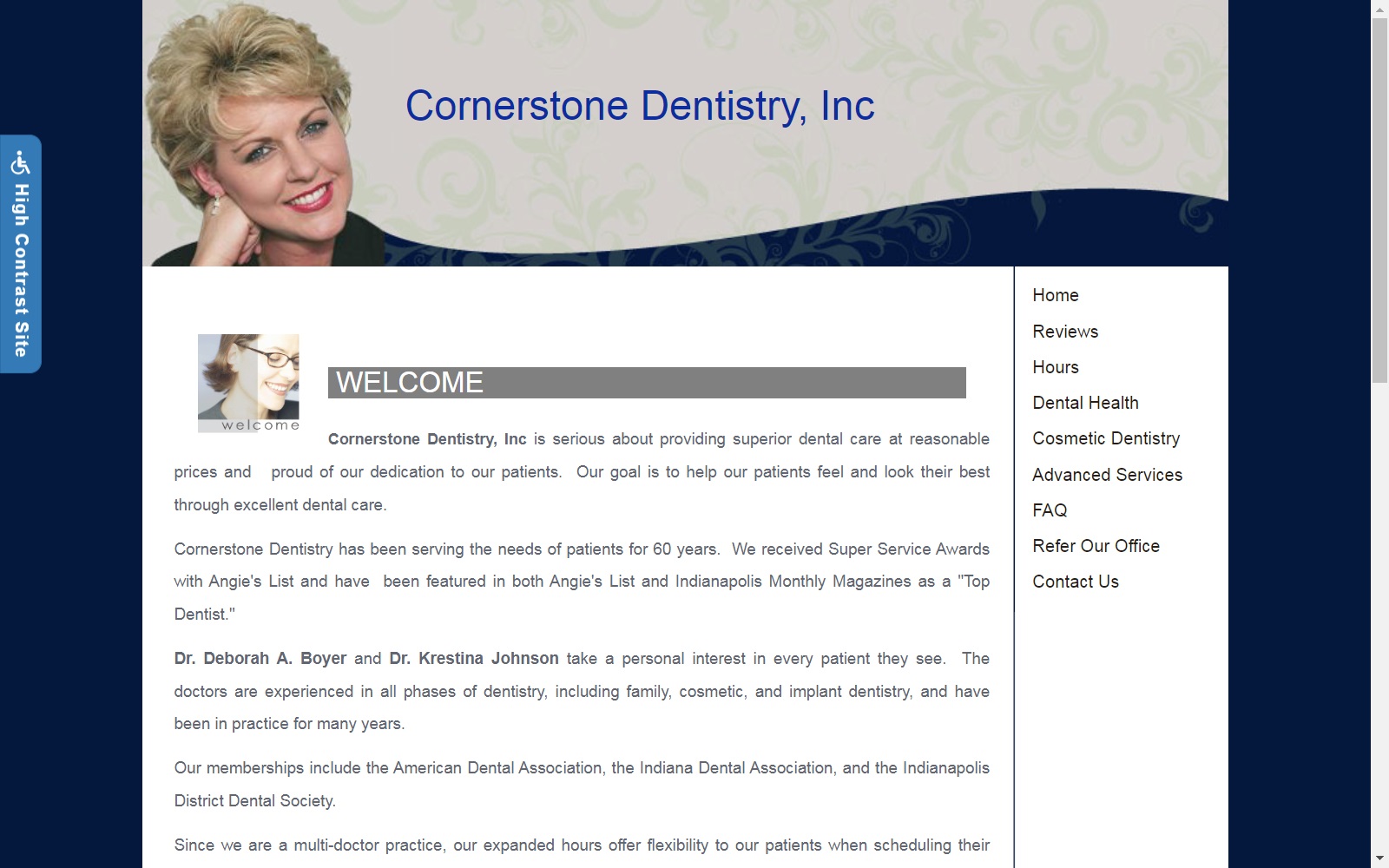 cornerstonedentistrycarmel.com screenshot