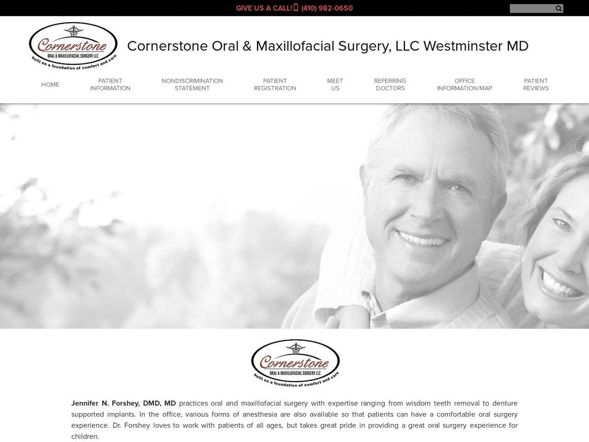 Cornerstone Oral Maxillofacial Website Screenshot from cornerstoneoms.com